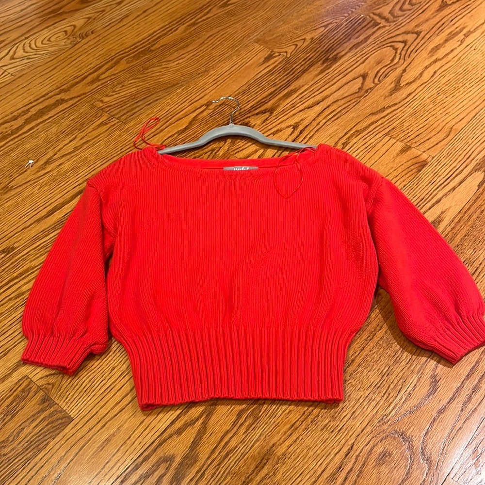 Marled Red Women’s Cropped Ribbed Sweater